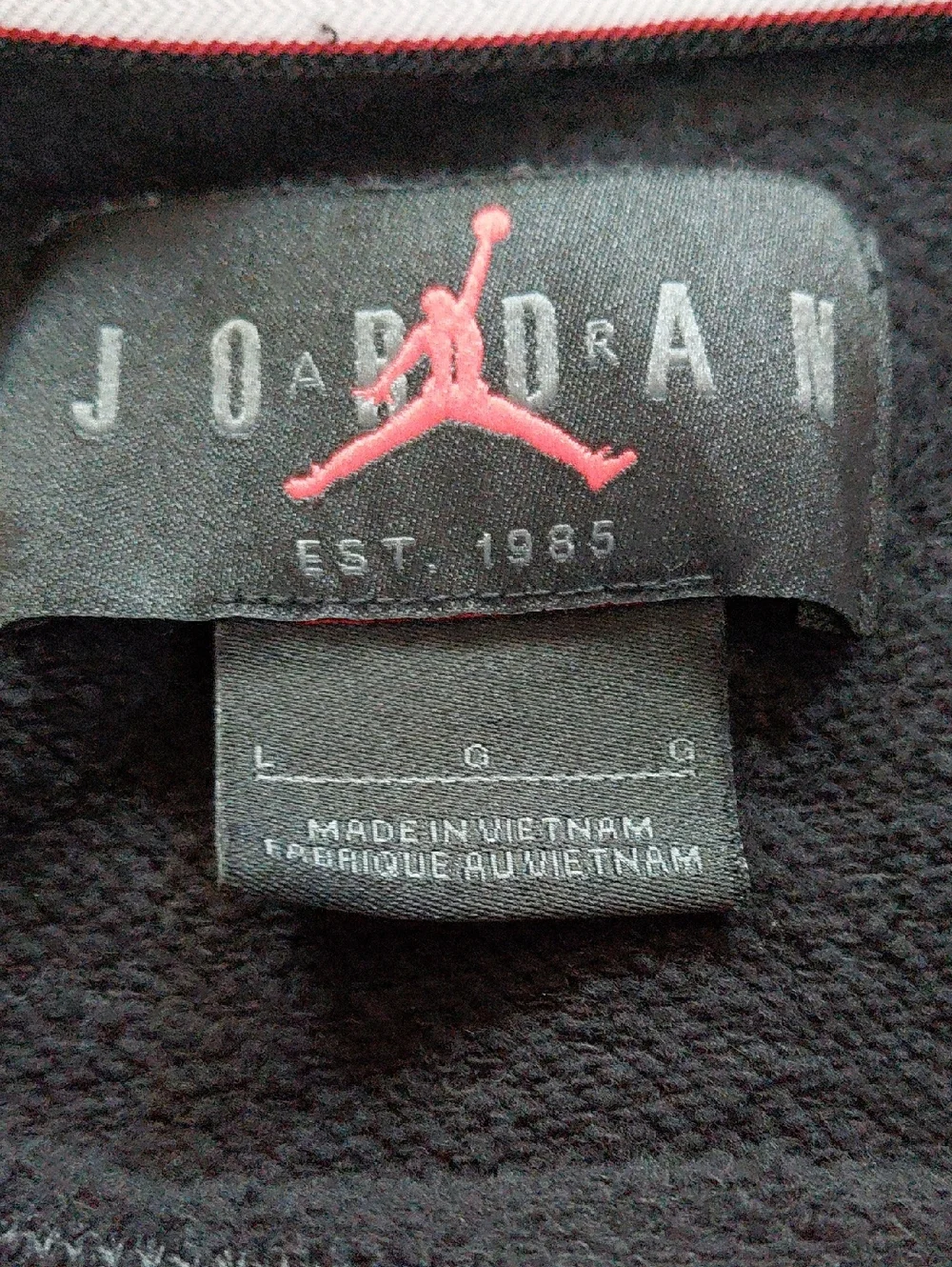 Nike Air Jordan Black White Red Statement Essential Fleece Crew Sweatshirt Men L